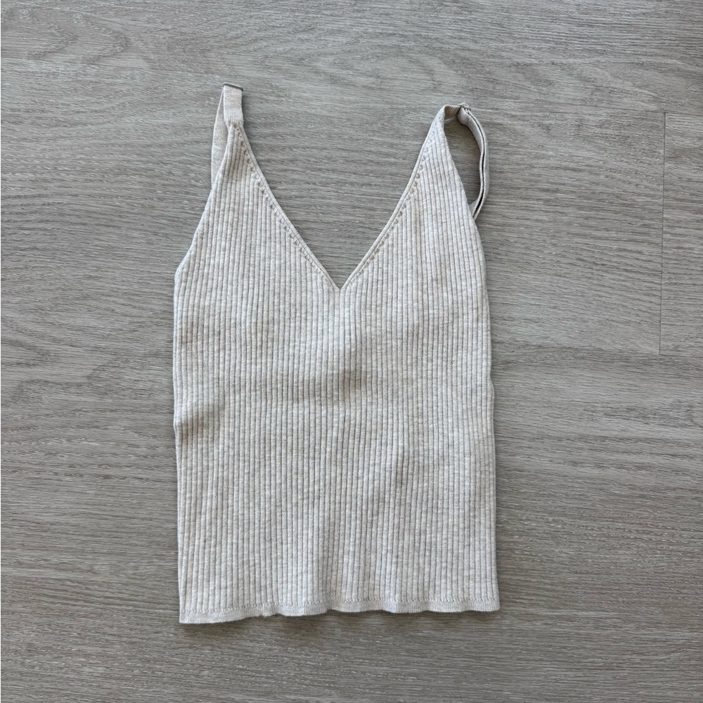 Aritzia Ribbed Cream Tank Top